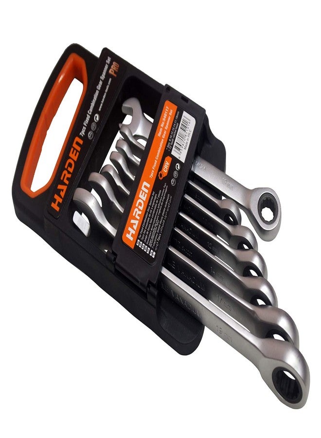 Harden 7 Pieces (8, 10, 12, 13, 14, 17, 19mm Sizes) Fixed Combination Gear Spanner Set with 72 Tooth Ratchet Head - 540117 - Image 1